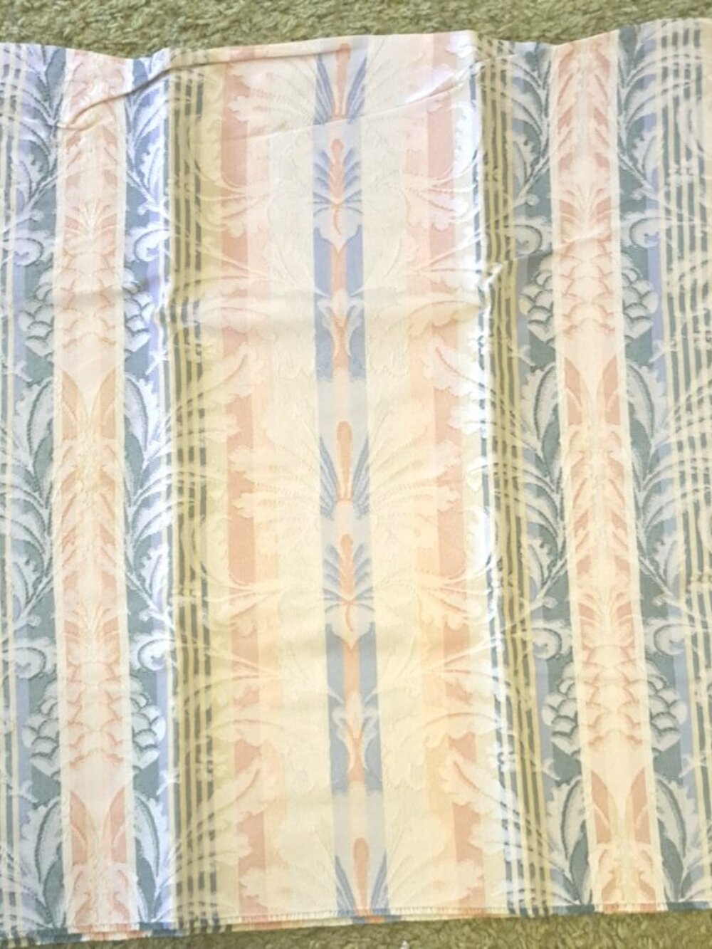 Ecru Peach & Green Jacquard Upholstery Decor Fabric 1 1/2 yds x 56" wide